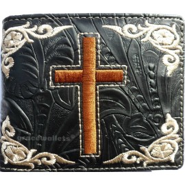 #1 Royal West Cross Mens Wallet Texas Western Bifold W059 Black