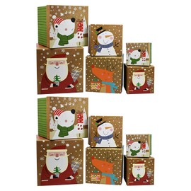 ALEF Set of 12 Elegant Decorative Holiday Themed Nesting Gift Boxes - Nesting Boxes Beautifully Themed - Largest Measures: 5.2inx5.5inx5.5in - Features 6 Sizes