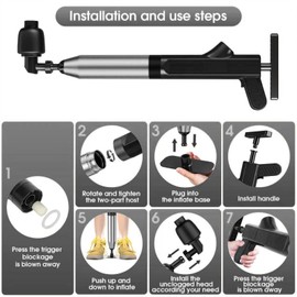 Rehomy High-Pressure Toilet Plunger with Barometer, 5-in-1 Electric Plunge Blaster for Efficient Clog Removal in Toilets, Sinks, Floors and Basins, Snake Clog Remover Tools for Bathroom and Kitchen