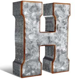 Yaocom 12" Metal Letter Wall Decor Large Galvanized Letter 3D Signs Shelf Decoration Hanging or Freestanding Vintage Industrial Decor for Home Office Bookshelf Farmhouse Kitchen Apartment(Letter H)