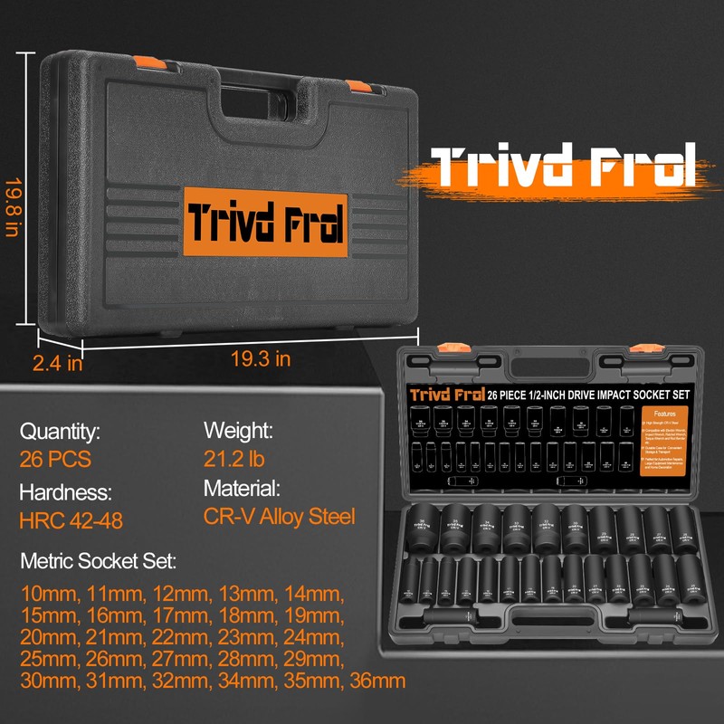 Metric Impact Socket Set 1/2" Drive - Trivd Frol 26