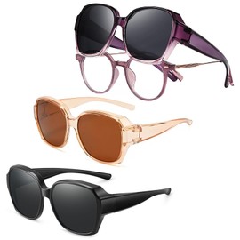 CHENYUOUYANG 3 PCS Fit Over Glasses Sunglasses Womens Sunglasses Over Glasses Polarised Trendy Square Oversized Anti Glare for Driving UV Protection Men and Women Fashion for Beach Travel Daily Use