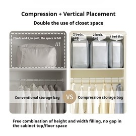 Pidea shop 2 pack large storage bags, super space-saving automatic compression storage bag for quilt, clothes, blankets, bedding storage bag, moving special bag (beige)