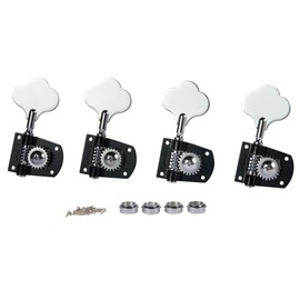 KAISH Black with Chrome Cloverleaf Bass Tuners Bass Tuning Machines Bass Tuning Keys for Standard/Highway One Series Jazz J Bass/Precision P Bass