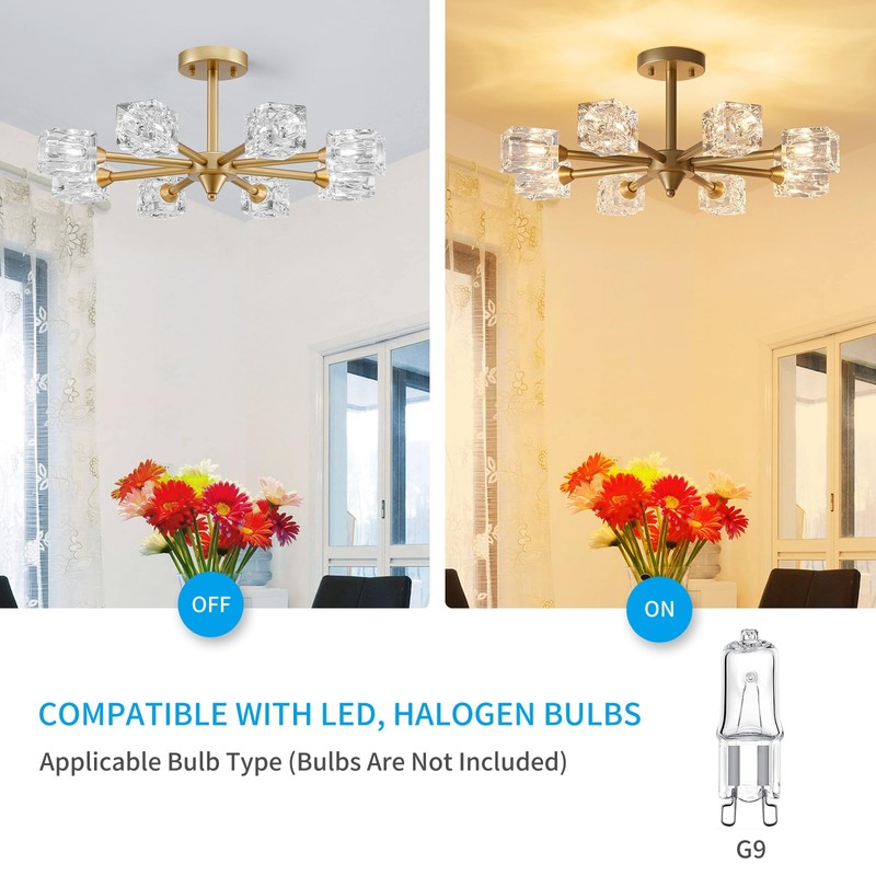 XINGQI 8-Light Semi Flush Mount Ceiling Light Fixture Modern Antique