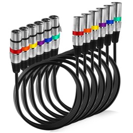 Operitacx Xlr Microphone Cable with Double Shielding Balanced Audio Cable Male to Female Coloured Rings for Easy Identification for Conferences and Events Pack of 6