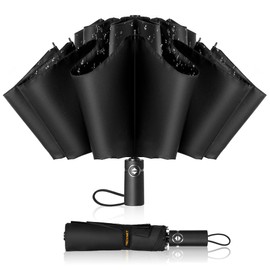 TECKNET Compact Strong Windproof Umbrella-Automatic Inverted Design for Rain&Wind, 210T Waterproof Canopy Portable Travel Umbrella FitsCar & Backpack, Lightweight Folding Umbrella for Men Women