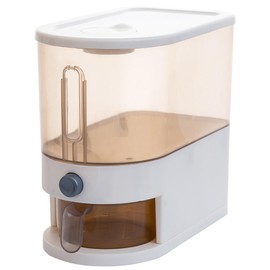 Gagee 11Lbs Rice Dispenser, Large Grain Container Storage with Lid Measuring Cylinder Moisture Proof Household Cereal Dispenser Bucket for Kitchen Soybean Corn,Clear