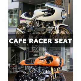 DKMOTORK 0391 Motorcycle Hump Cafe Racer Seat All Black（gloss black finish, subframe modification is required）