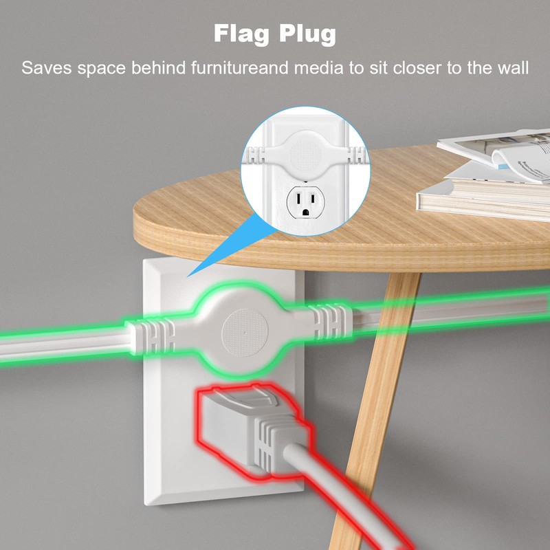 3 Prong 12 FT Twin Extension Cord Power Strip, 6