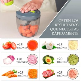 U Chef Procesador Manual de Alimentos 2 en 1, Molinillo de ajo, Picadora de verduras, Picador de cebolla, Cortador de Verduras de Cocina portátil de 900 ml (Grande)