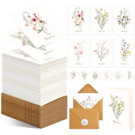 AmazingSpark 90 Pack Wildflower Thank You Cards with Envelopes and Stickers Bulk 3.5 x 5 Inch Floral Thank You Notes Gifts for Birthday, Wedding, Bridal Showers, Business, Graduation, All Occasion