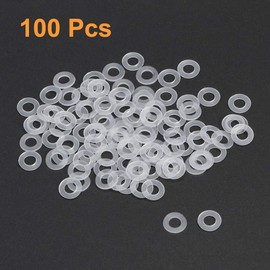 sourcing map Flat Washer Nylon M5 Seal 10 mm AD 5 mm ID 1 mm Thick Clear for Tap Pipe Water Hose Insulation Screws Pack of 100