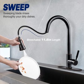 SOKA Pull Down Kitchen Faucet with Sprayer High Arc Aquablade Sweep, Stream & Spray Three Working Modes Fit for 1 & 3 Hole