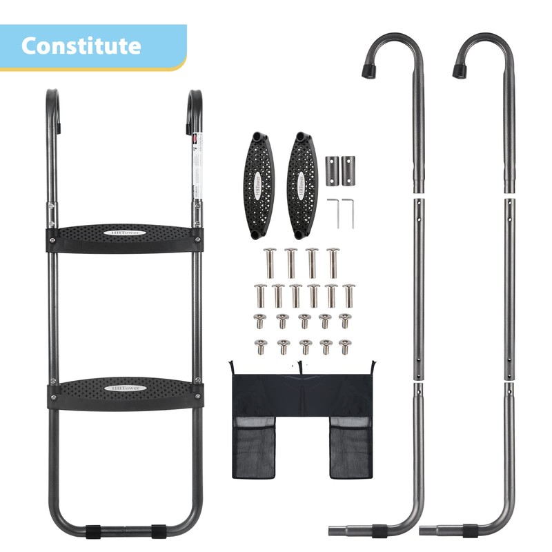 HBTower Trampoline Ladder, 2 Steps with Wide Steps, Trampoline Storage