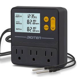 DIGITEN Timer Thermostat Day and Night Temperature Controller Reptile Thermostat Brewing Temperature Controller Bird Thermostat Heating Cooling 110V Timing Temperature Control Outlet