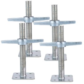 Scaffold 12" Adjustable Leveling Galvanized Screw Jack with Base Plate, 4 Pack