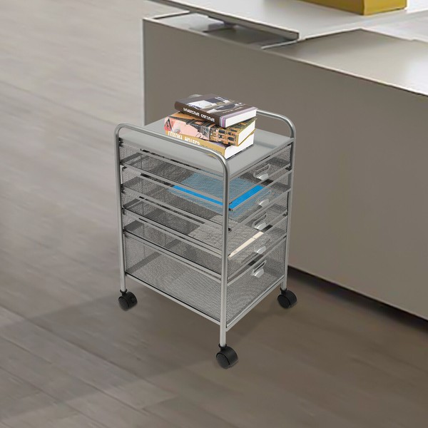 5-Drawers Rolling File Cabinet Filing Cabinet Organizer File Cabinet W/