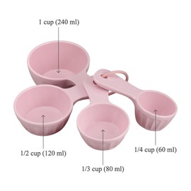 UPware 4-Piece Multi-Purpose Liquid and Dry Melamine Measuring Cups Set, Home Essentials Cooking and Baking Tools, Measuring Cups (Latte Pink)