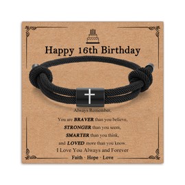 Eahoopfm 16th Birthday Gift for Boys, Rope Bracelet Boys Bracelets, Birthday Gift for Him Son Grandson Nephew Brother Friend