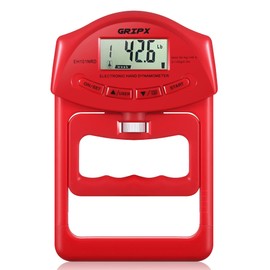GRIPX Digital Hand Dynamometer Grip Strength Gauge Automatic Detection of Electronic Grip Force 198 lbs / 90 kg, Red