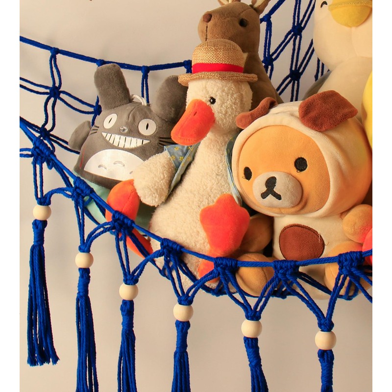 Stuffed Animal Toy Storage Hammock with LED Light-Macrame Jumbo Doll