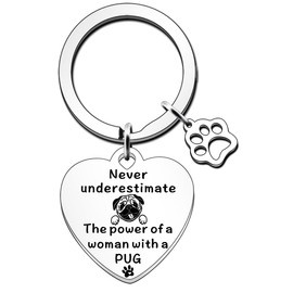 JETTOP Pug Gifts for Women Pug Dog Pet Lover Gift Pug Mum Gifts Keyring Gifts for Birthday Christmas Mothers Day Pug Mum