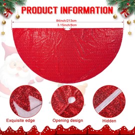 Libima 84 Inch Larger Christmas Tree Skirt Oversized Sequin Xmas Tree Skirt Glittery Tree Skirt Round Gorgeous Ornaments Tree Skirts for Christmas New Years Holiday Party (Red)