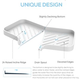 Kitchen Sink Tray,3 Pcs Silicone Sponge Holder for Kitchen Sink Organizer, Kitchen Soap Tray Self Draining Soap Dish for Bathroom
