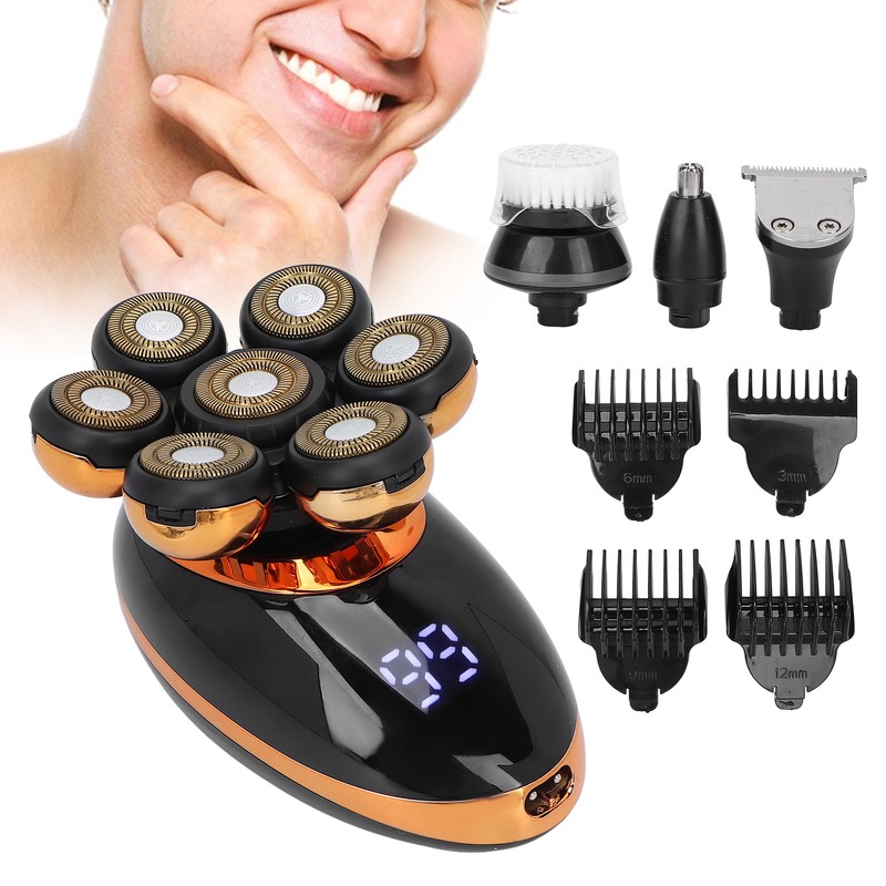5 in 1 Electric Head Shaver IPX7 Waterproof Intelligent Floating