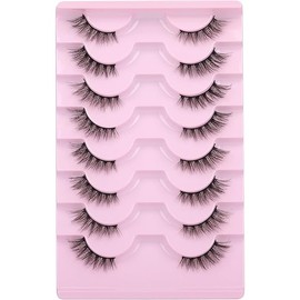 Half Lashes Natural Looking Cat Eye Lashes Accent Eyelashes Multi-layers Wispy Fluffy 3D Curly False Lashes Pack by Mavphnee