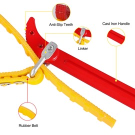 GoldPig Strap Wrench Handle 8 Inches, 2pack Steel Handle Adjustable Strap Wrench for Replacing Water Filter, PVC Pipe Joints, Oil Filter, Swimming Pool Connection (Red Handle, Yellow Strap)