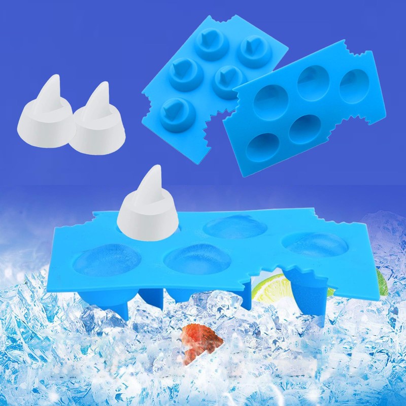 2 Pack Silicone Ice Cube Tray, Shark Fin Ice Trays,