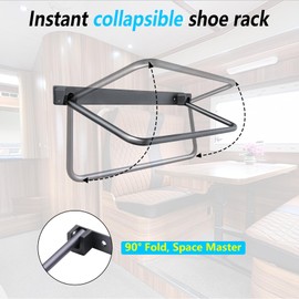 4 Pack Foldable RV Shoe Rack-Aluminum Wall Shoe Rack for RV & Camper, Ultimate RV Storage and Organization Solution, Space-Saving Holder for Various Footwear, Essential Travel Trailer Organizer