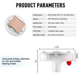 KaiDengZhe Solar Car Tire Wheel Lights LED Car Wheel Tire Air Valve Cap Light with Motion Sensors Flashing Colorful LED Gas Nozzle Cap Tire Light Use for Car Motorcycles Bicycles （Pack of 4）