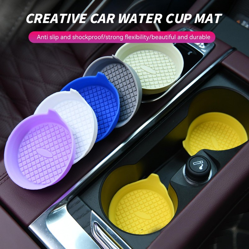 Couslcd 4 Pack Car Cup Coasters, Silicone Insert Recessed Car