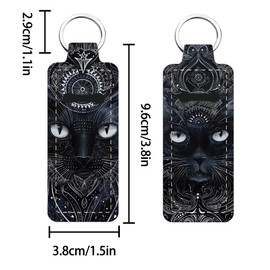 FREEBLOSS 2Pcs Cat Chapstick Holder Keychain 1.5x3.8'' Lip Balm Holder Keychain with Black Cool Cat Pattern Lightweight Lipstick Sleeve Pouch for Women Gift