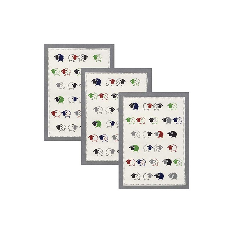 Kracht Tea Towel "Sheep" Pack of 3 Half-Linen Sheep Size