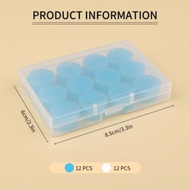 24PCS Silicone Ear Plugs for Sleeping, Reusable Waterproof Noise Cancelling EarPlugs for Musicians,Swimming, Snoring,Shooting,Concerts,Airplane,Travel,32dB,Blue/White