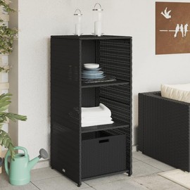 Gecheer Patio Storage Cabinet Outdoor Garden Storage Organizers Black 19.7"x21.7"x45.3" Poly Rattan 0223053C 0224053C