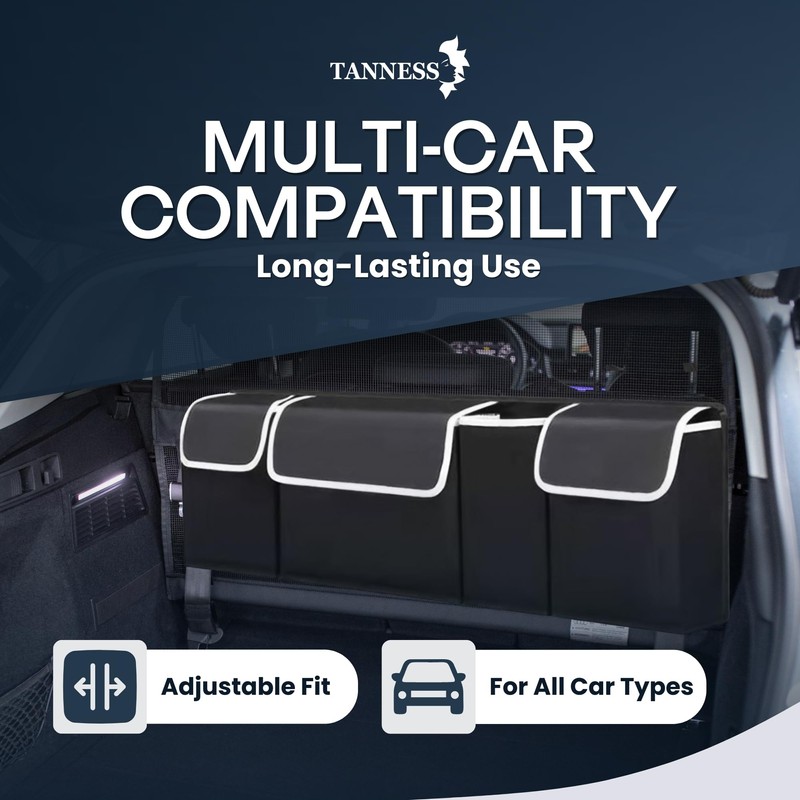TANNESS Car Boot Seat Organiser with Adjustable Straps - Storage