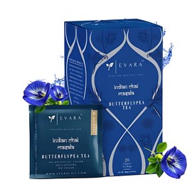 EVARA Butterfly Pea Flower Tea - 40g, Organic Tea | Antioxidant Rich | Relaxation | Vibrant Blue Tea, 20 Teabags Inside