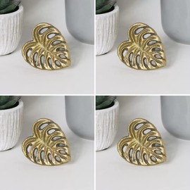 Melody Maison Set of 4 - Gold Monstera Leaf Drawer Knobs
