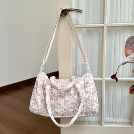 Lushandy Large Diaper Bag Tote, Cute Diaper Bag Puffer Travel Diaper Bag with Long Stap Hospital Bag Maternity Bag Nurse Bag