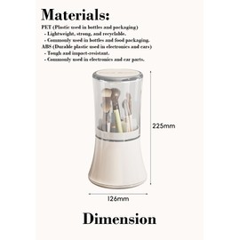 FantasyPalette Rotating Slim Makeup Brush Holder with Clear Dustproof Cover Organizer for Vanity Silver Ring