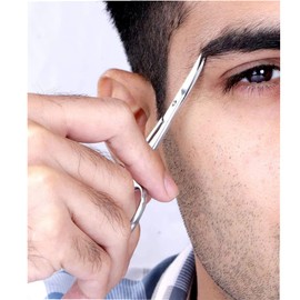 XUJINCN Small Scissors, 3.5in Beauty Scissors,for Personal Facial Hair Grooming ，Curved and Round Design, for Trim Men/Women Eyebrows Trimming, Eyelashes,Nose Hair, Ear, Mustache 3 Pack