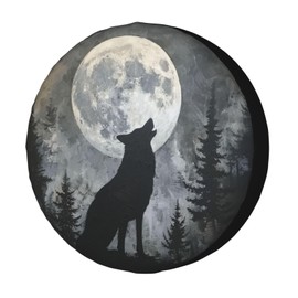 KiuLoam Howling Wolf Moon Spare Tire Cover Waterproof Dust-Proof Universal Sunscreen Wheel Tire Covers Fit for Trailer, RV, SUV and Many Vehicle 15 Inch