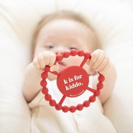 Bella Tunno Happy Teether 2pk – Soft & Easy Grip Baby Teether Toy, Silicone Teether Ring to Help Soothe Gums, Non-Toxic and BPA Free, K for Kiddo/I Laugh at Dad Jokes