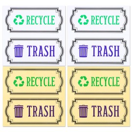 MBAIYO 8Pcs Trash and Recycle Stickers,Recycle Stickers for Trash Bins Waste and Recover Decals Garbage Can Indoor Outdoor Garbage Can Home Office Kitchen Apartment Hotel