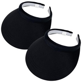 2 Pack Sun Visors Hat Women Summer Wide Brim Clip on Golf Hats Hiking Travel Adjustable UV Protection Outdoor Sports (Mixed-Khaki,White)